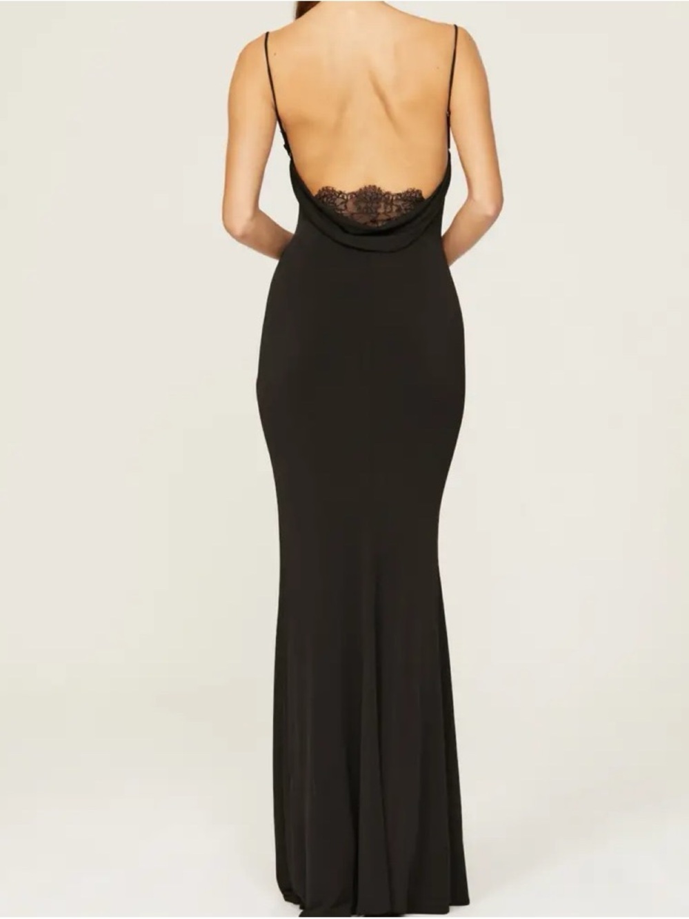 REVOLVE Katie May Surreal Black Backless Lace-Trim Slip Gown Like New